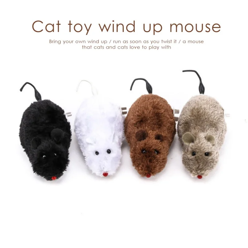

Pet Dog Cat Plush Mouse Toy Funny Clockwork Spring Power Playing Rat Shape Toy Pet Interative Training Supplies Random Color