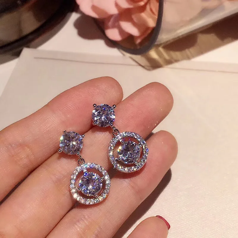 Модные трендовые элегантные серьги-гвоздики с кисточкой из циркония ААА женские