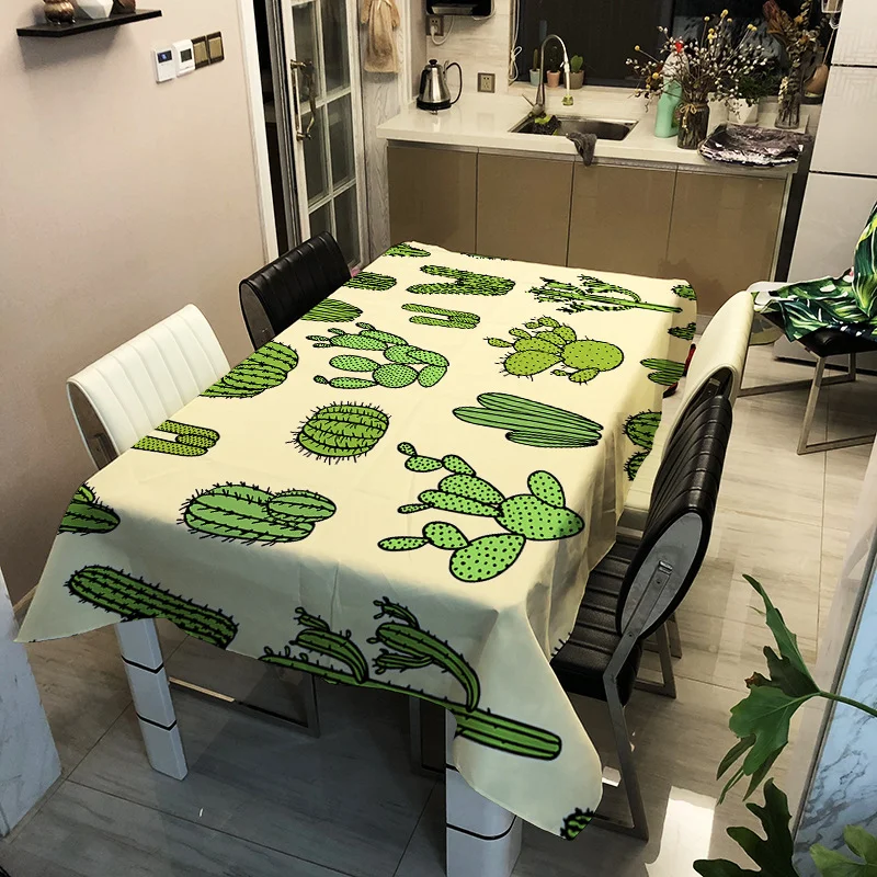 

Printed color plant pictures washable decorative household waterproof tablecloth