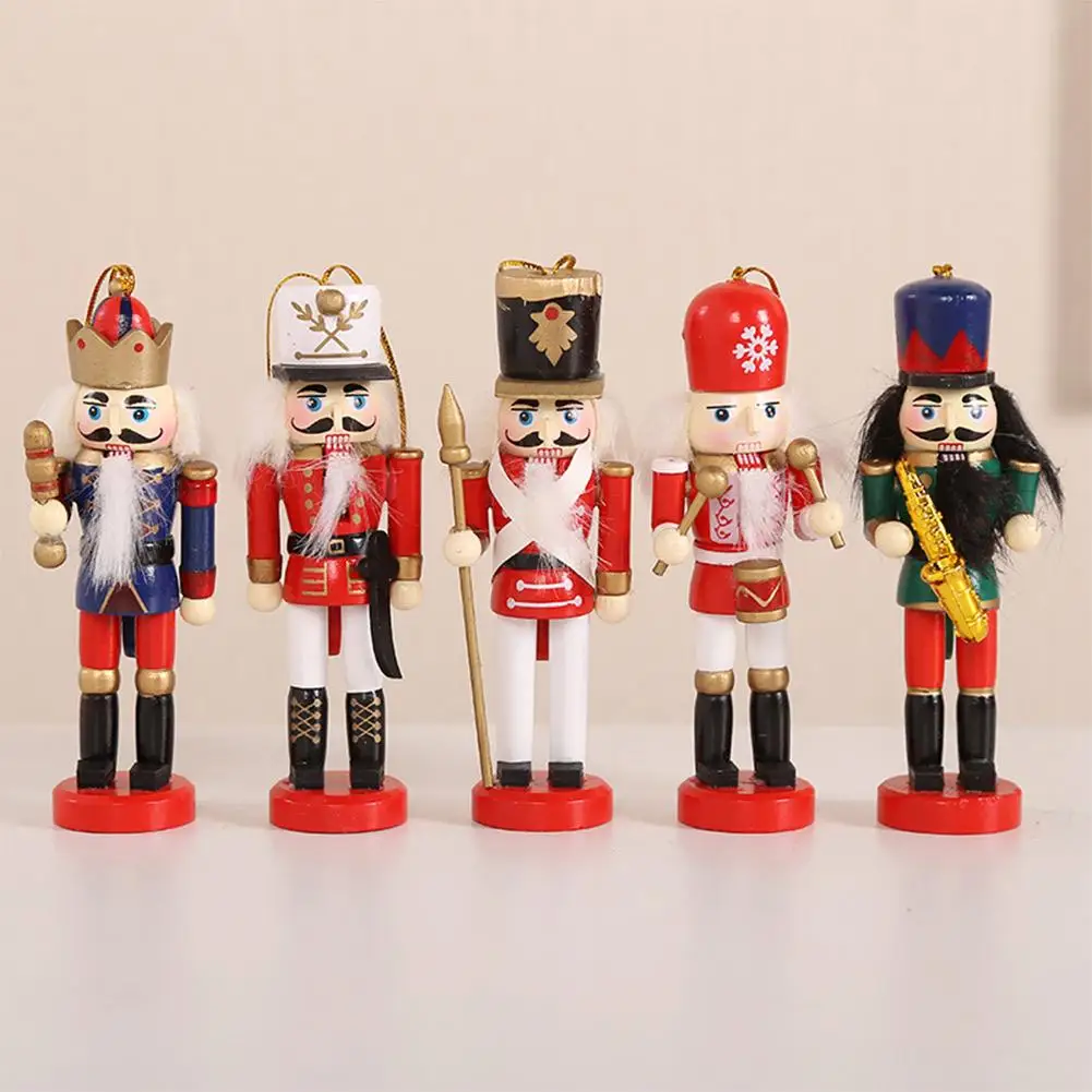 

1/5PCS Nutcracker Ornament Set Wooden Nutcracker Figures Hanging Ornaments for xmas Tree Decoration Christmas Kids Gifts