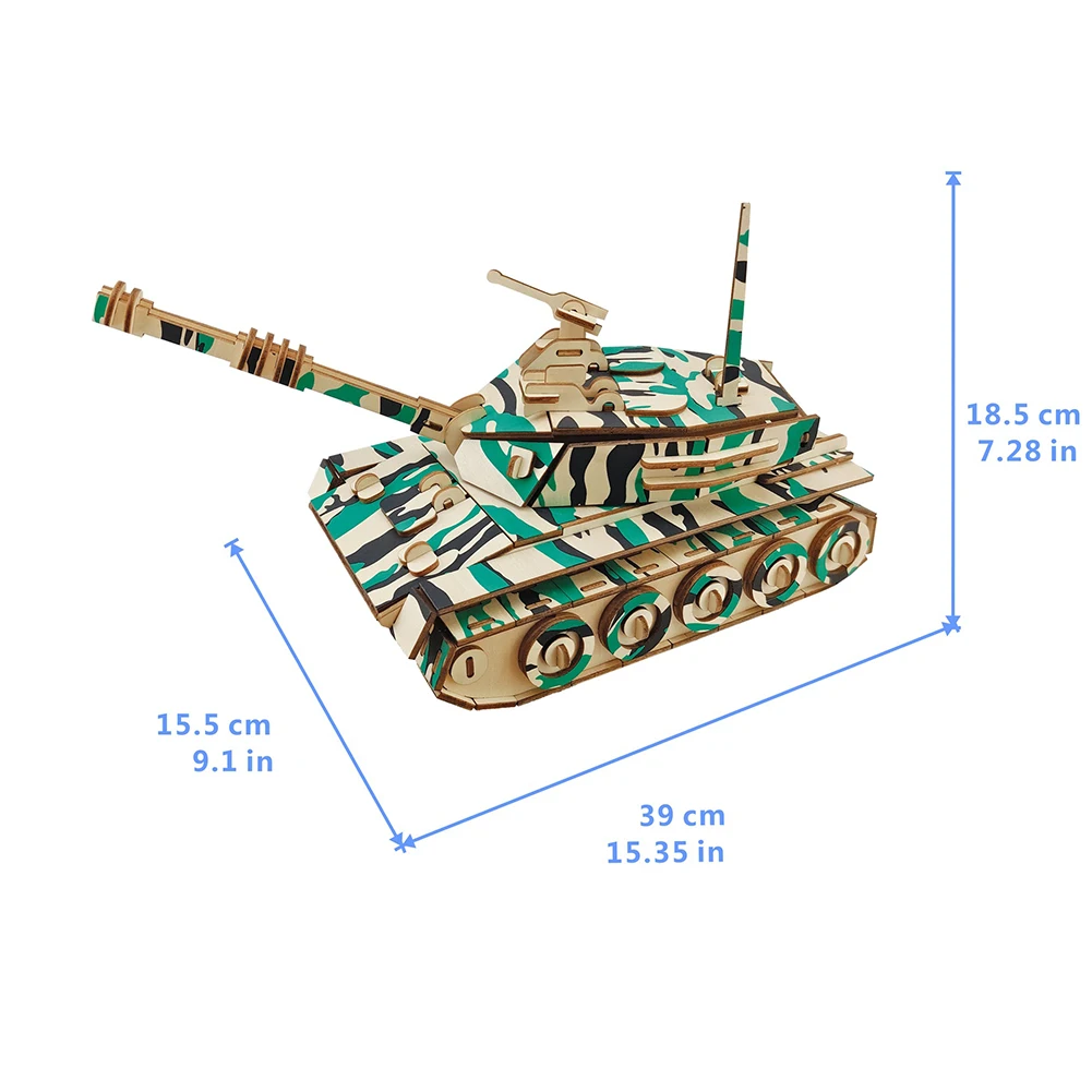 

Wooden 3D Tank Building Blocks Kids DIY Craft Educational Puzzle Toy Home Decor
