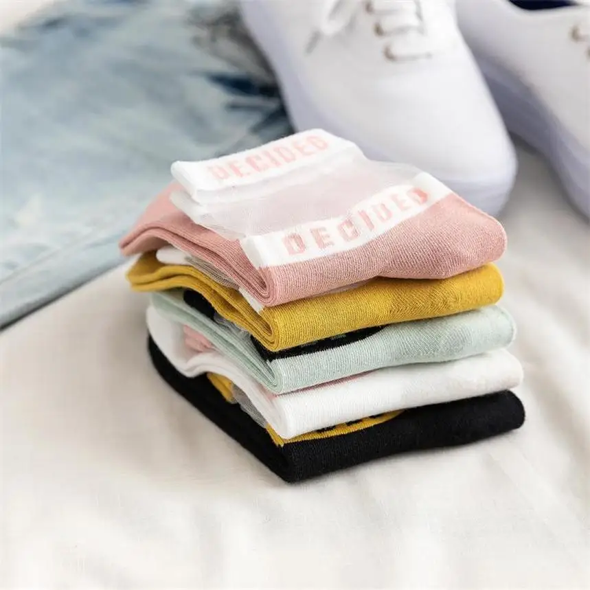 Хлопковые носки в стиле Ins прозрачные до щиколотки новые и милые хлопковые