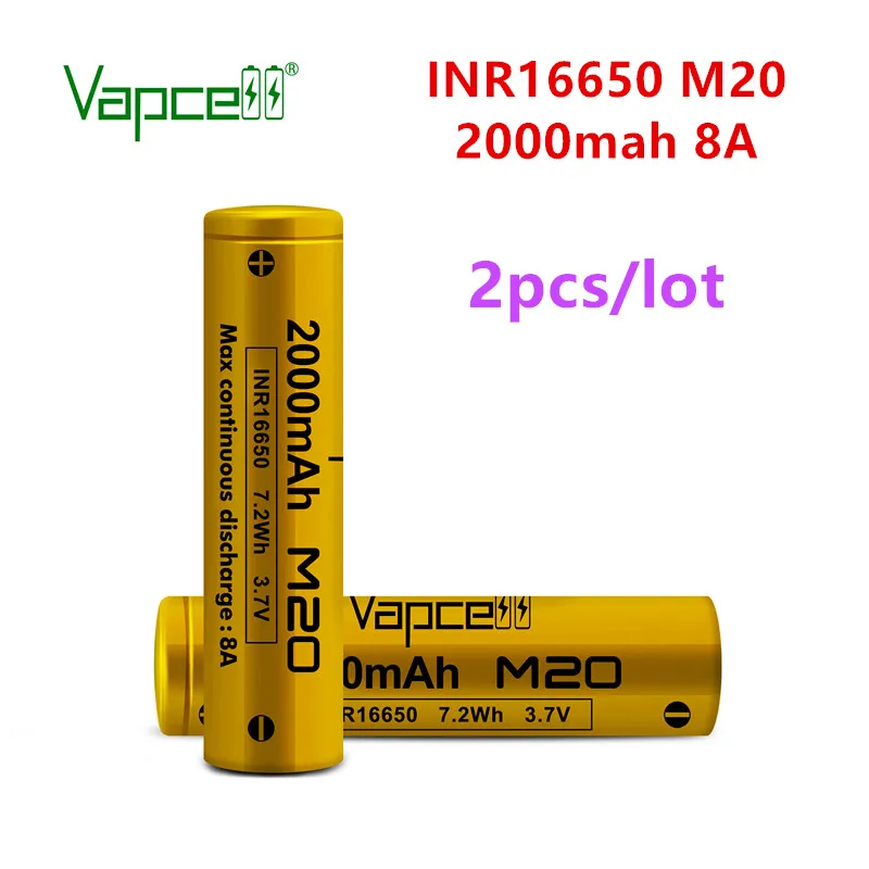 Вапцелл Оригинал ИНР 16650 2000мАч 8А М20 Перезаряжаемая литий-ионная аккумуляторная батарея для фонаря электроинструмента бесплатная доставка