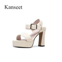 kanseet platform shoes 2021 summer women sandals open toed sexy high heels patent leather buckle shoes for female large size 42