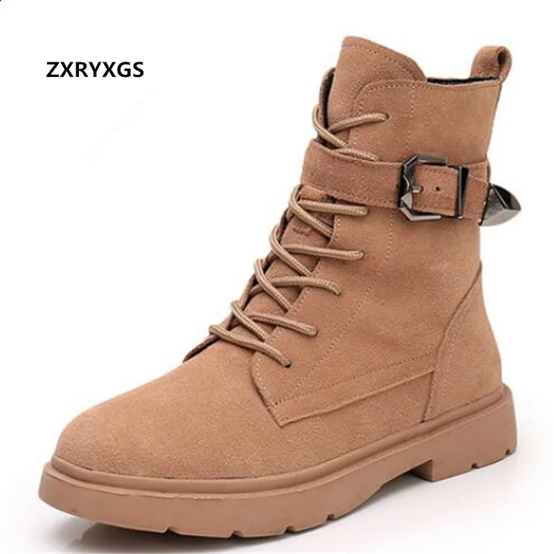 

Лидер продаж 2020, новые стильные ботинки для верховой езды из матовой воловьей кожи, осенние женские ботинки, красивая теплая обувь большого ...