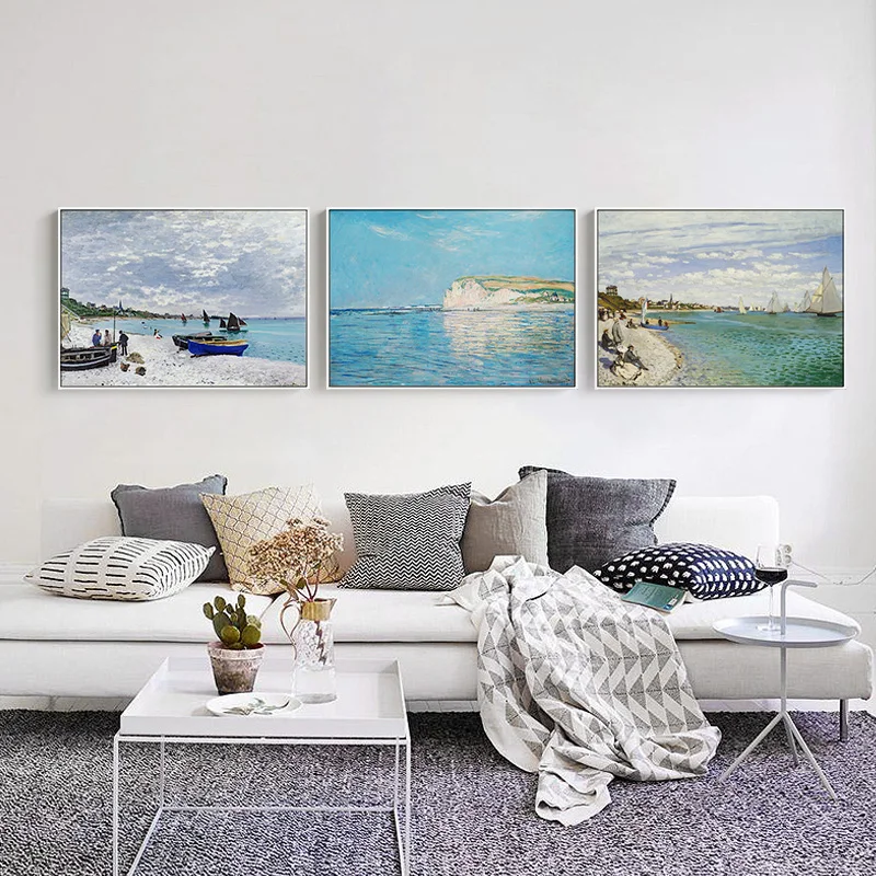 

3D Abstract Landscape Hand Painted Famous Monet Oil Painting on Canvas Wall Hanging Art Room Living Room Decor Artwork No Framed