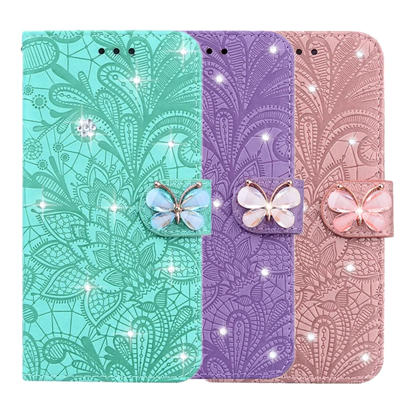 Роскошный флип-чехол с бабочкой для iphone 12 13 Mini 11 pro Max XS XR X 8 7 Plus кожаный силиконовый