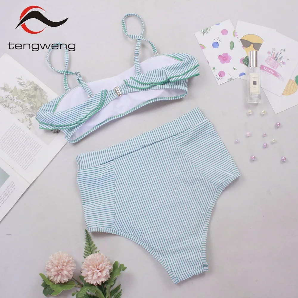 Tengweng, бикини с оборками,, сексуальный купальник из 2 частей, бикини, женский купальник с принтом, бандаж, пуш-ап, пляжная одежда, плюс размер, купальный костюм