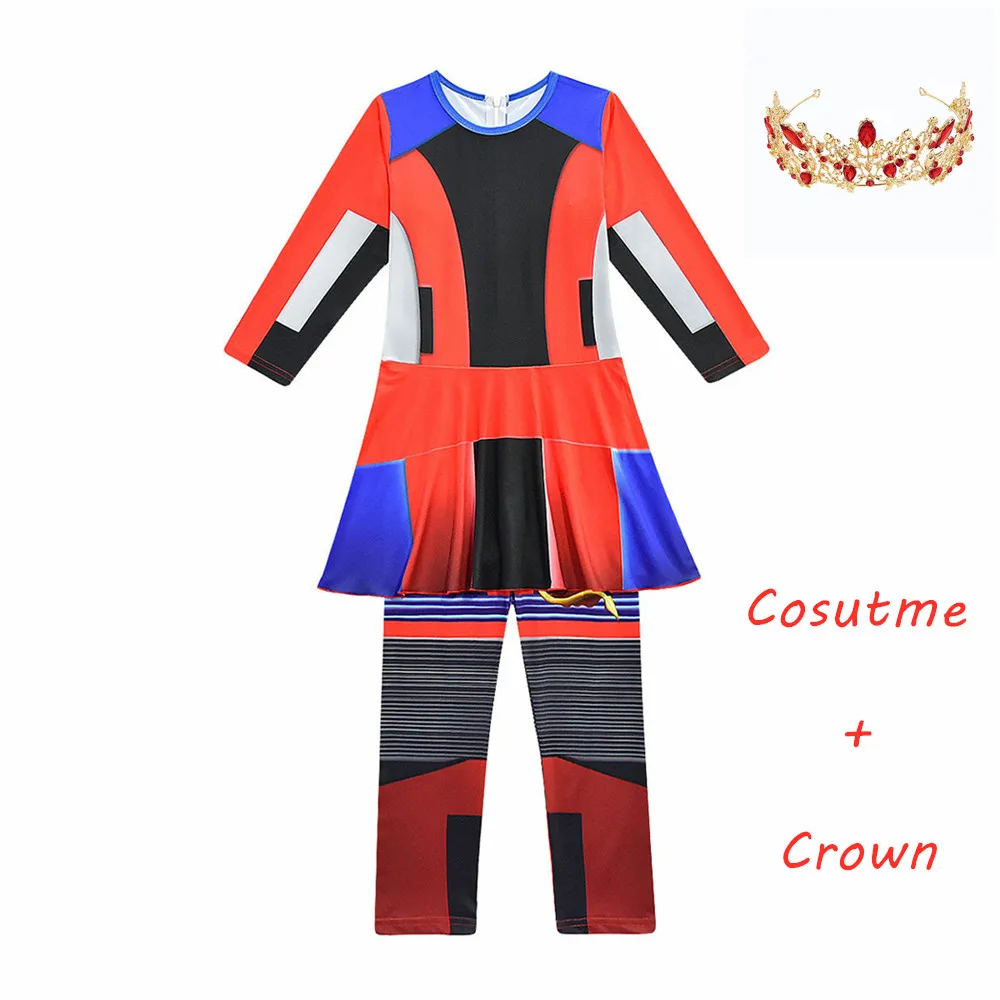 A and crown Костюмы для девочек на Хеллоуин, 3 evie, детские костюмы для детей, костюм для девочек, вечерние комбинезоны для косплея, хвост русалки - Цвет: A and crown