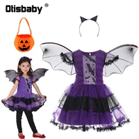 childrens girl witch vampire halloween costume kids clothing set carnival cosplay costumes prom dress suit leggings pumpkin bag