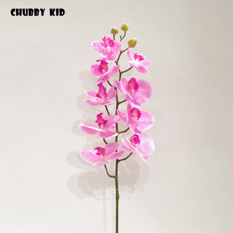 Beste Hi-Q Real Touch 9 Heads Kunstmatige Vlinder Orchideeën Groothandel Real Touch Vilt Bloemen Bruiloft Decoratieve Phalaenopsis 12 Stks/partij