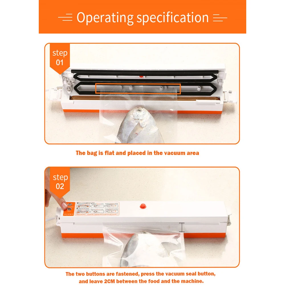 

1PC Household Food Vacuum Sealer Automatic Food Sealer Vacuum Packaging Machine Double Pump Vacuum Sealing 110v US Plug