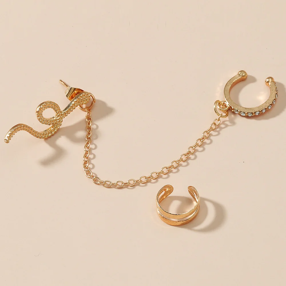 ZYZQ панк змея цепочка клипсы серьги без отверстий набор ретро имитация циркония в