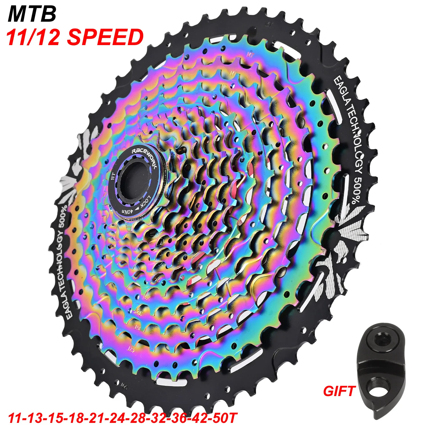

RACEWORK 12 Speed MTB Bicycle Freewheel Separate Rainbow Ultralight Aluminum Alloy Cassette Bike FreeWheel Bracket Sprocket