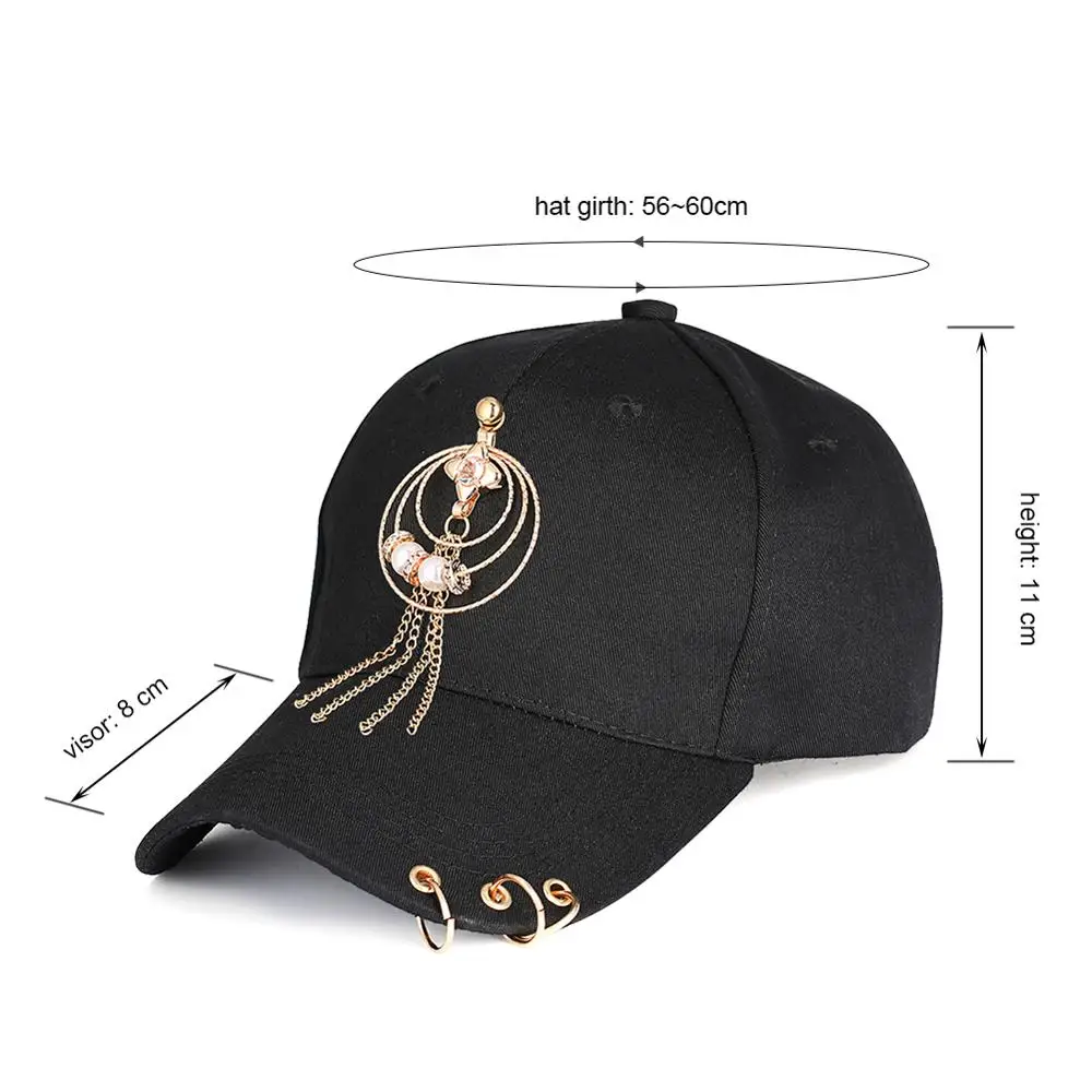 Кепка с кольцами Женская Бейсболка в стиле хип-хоп хлопковая кепка