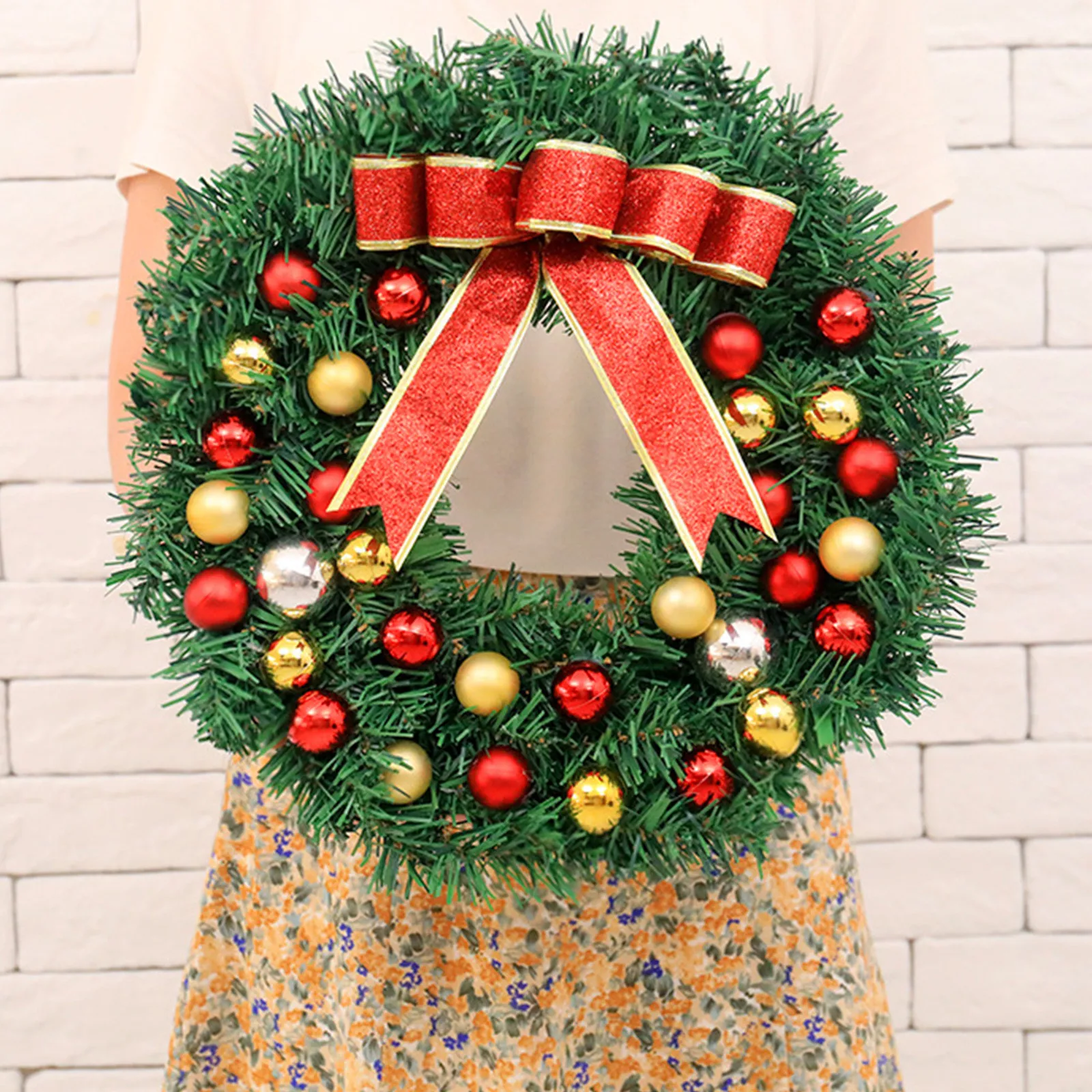 

Christmas Wreath With Bow Christmas Decoration Door Hanging Rattan Ornament Garland Xmas Decorations Home Decor Pendant Gift
