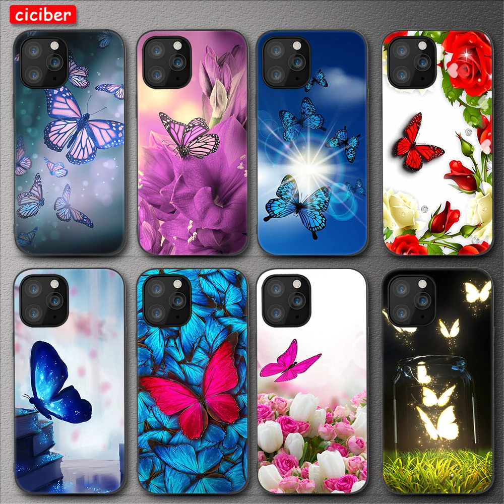 

Color Butterfly Phone Case For iPhone 11 12 Pro Max Mini Cover for iPhone 11 X XR XS MAX 7 8 6 6S Plus 5 SE 2020 Soft TPU Fundas
