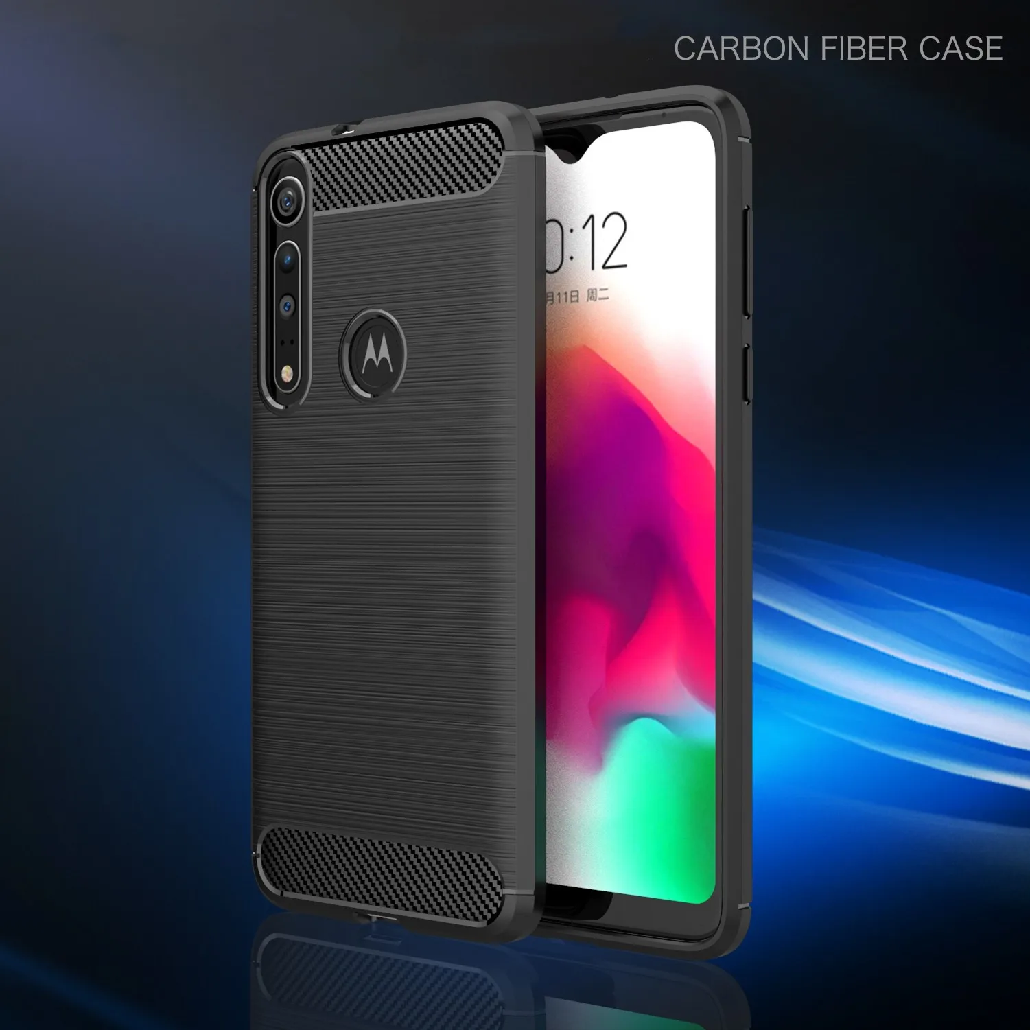 For Motorola Moto G8 Plus Case Carbon Fibre Rugged Armor Shockproof Soft Rubber Silicone Phone Back Cover | Мобильные телефоны и