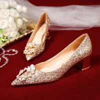 autumn high heels womens wedding dress crystal shoes not tired feet sequin high heels dress shoes sequined high heels pumps