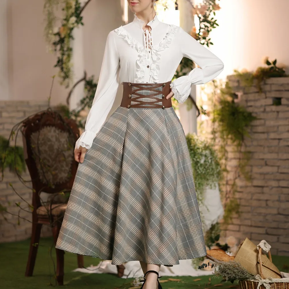 Женская винтажная блузка в викторианском стиле SD рубашка с оборками и длинными