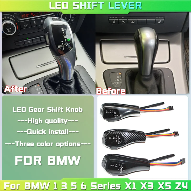 

For BMW 1 3 6 5 Series E38 E39 E46 E60 E61 E63 E64 E81 E82 E83 E84 E90 E91 E92 E93 LED Gear Shift Knob Shifter Lever Accessories