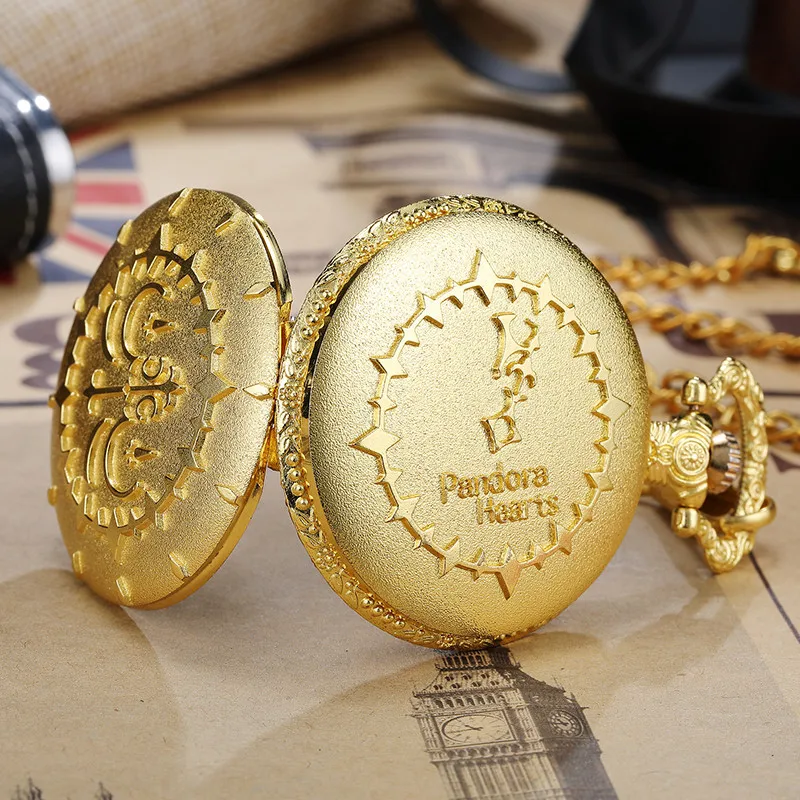 

2021 Luxury Fashion Golden Exquisite Sculpture Quartz Pocket Watch Simple Dial FOB Chain Clock Necklace Pendant Watch Men Women