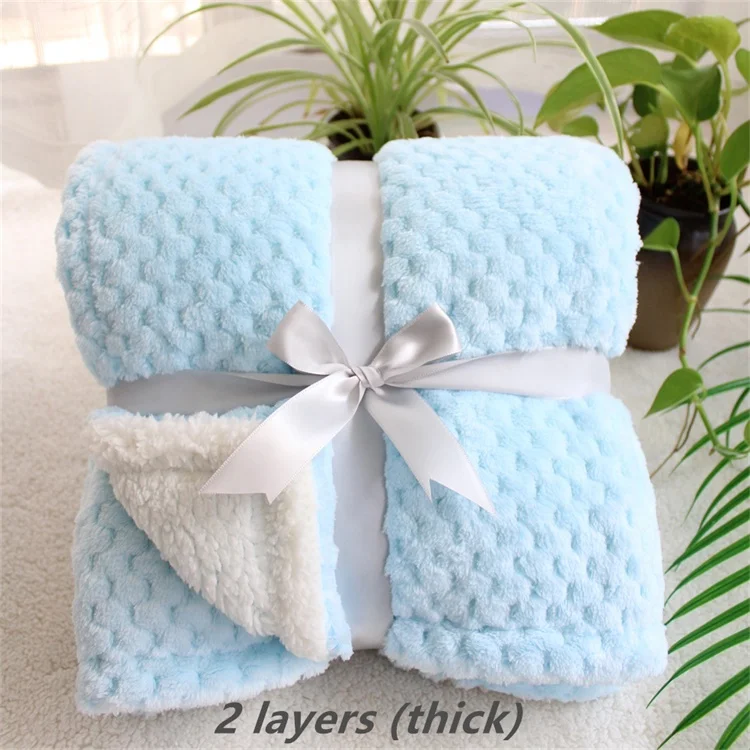blue 75X110cm 2 слоя толстый зимний пушистый подстежка на искусственном меху, Пижама для младенцев; 3D плед красивое Пышное детское одеяло коврик для домашних животных одеяло детское одеяло теплое детское Пеленальное Одеяло - Цвет: blue 75X110cm