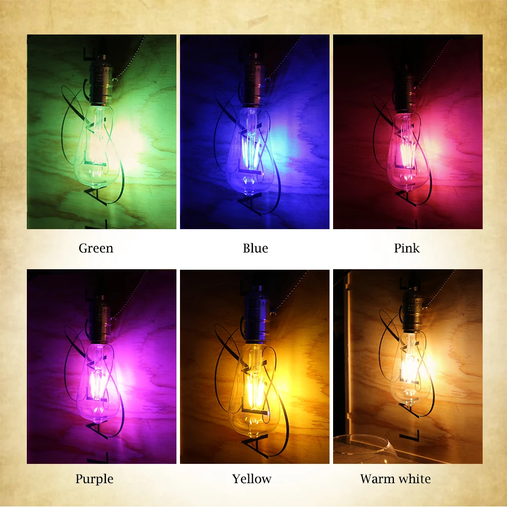 

8 Colors Vintage LED Edison Bulb E27 220V Incandescent Filament Light Bulb Retro Colorful Edison Light for Home Store Decoration