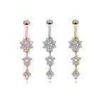 Пикантные подвески для пупка, золотые кольца для пирсинга живота, ювелирные изделия для тела с кристаллами и цветами, кольца для пирсинга пупка, капли