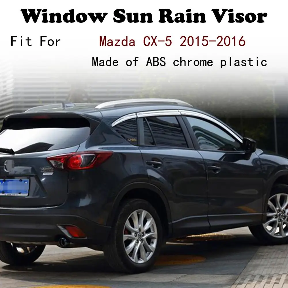 

ABS Chrome plastic Window Visor Vent Shades Sun Rain Guard car accessories For Mazda CX-5 2015-2016