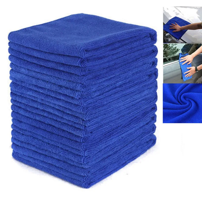 

50pcs Microfiber Clean Cloth 30*30cm Water Absorbent Clean Cloth High Quality Blue Towels For Car Home Cleaning Tools Accessory