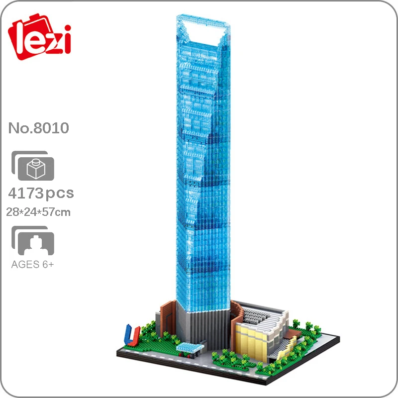 Lezi 8010 архитектура Шанхай всемирный финансовый центр дерево Сделай Сам мини