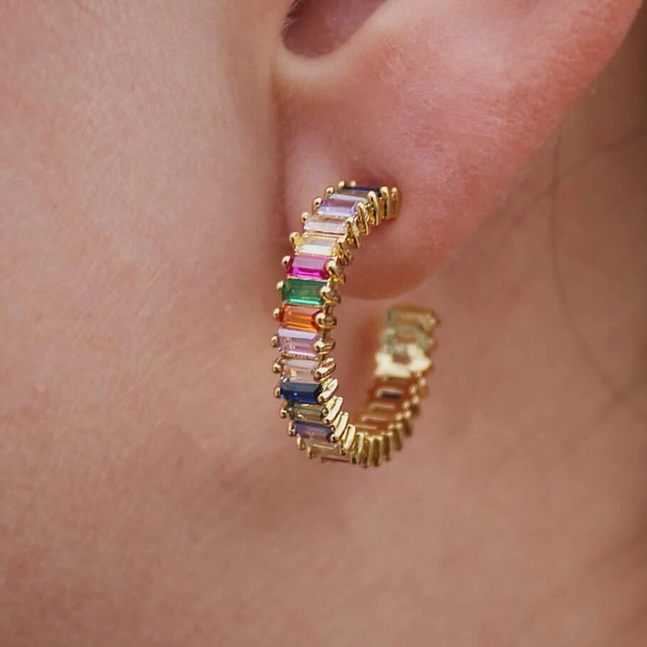 OCESRIO новые серьги Радуга для девочек Изящные Модные Багет CZ гвоздики Красочные