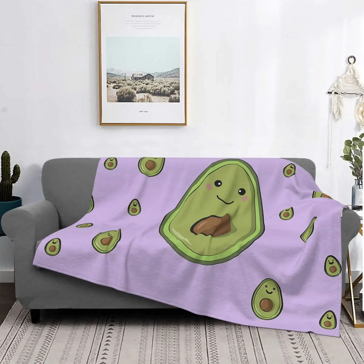 

Manta de vellón con diseño de aguacate, manta suave multifunción de decoración de fruta verde, para ropa de cama, Alfombra de vi