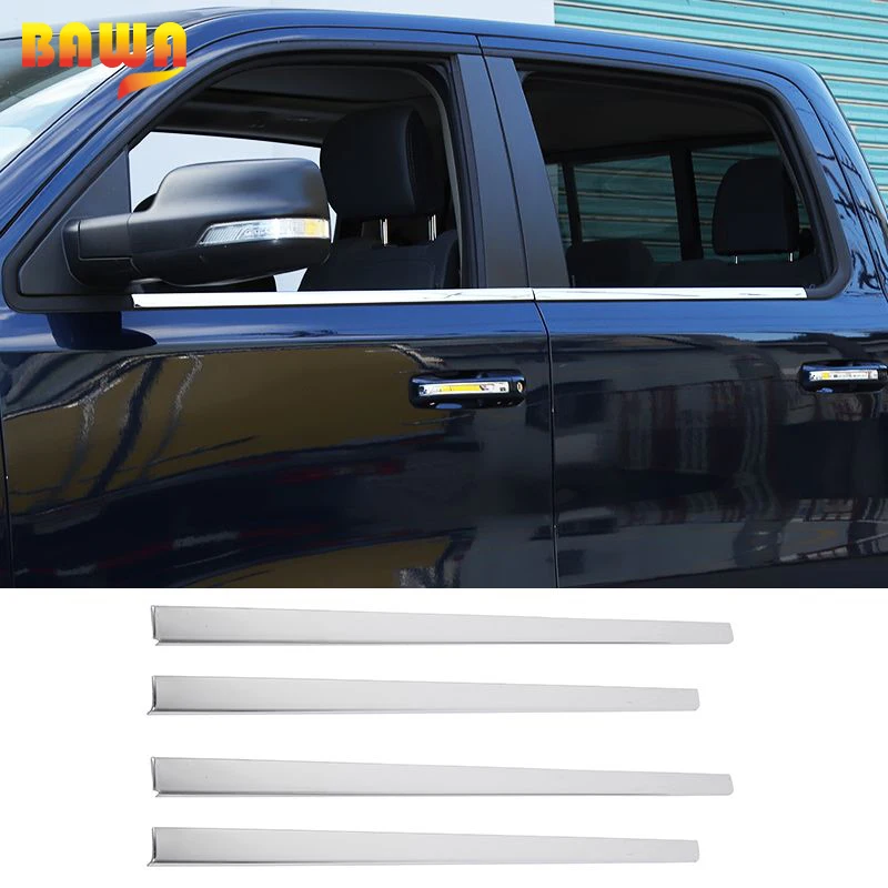 

BAWA Stainless Steel Car Window Trim Decoration Chrome Strips Stickers Fit For Dodge RAM 1500 2018-2020 Car product