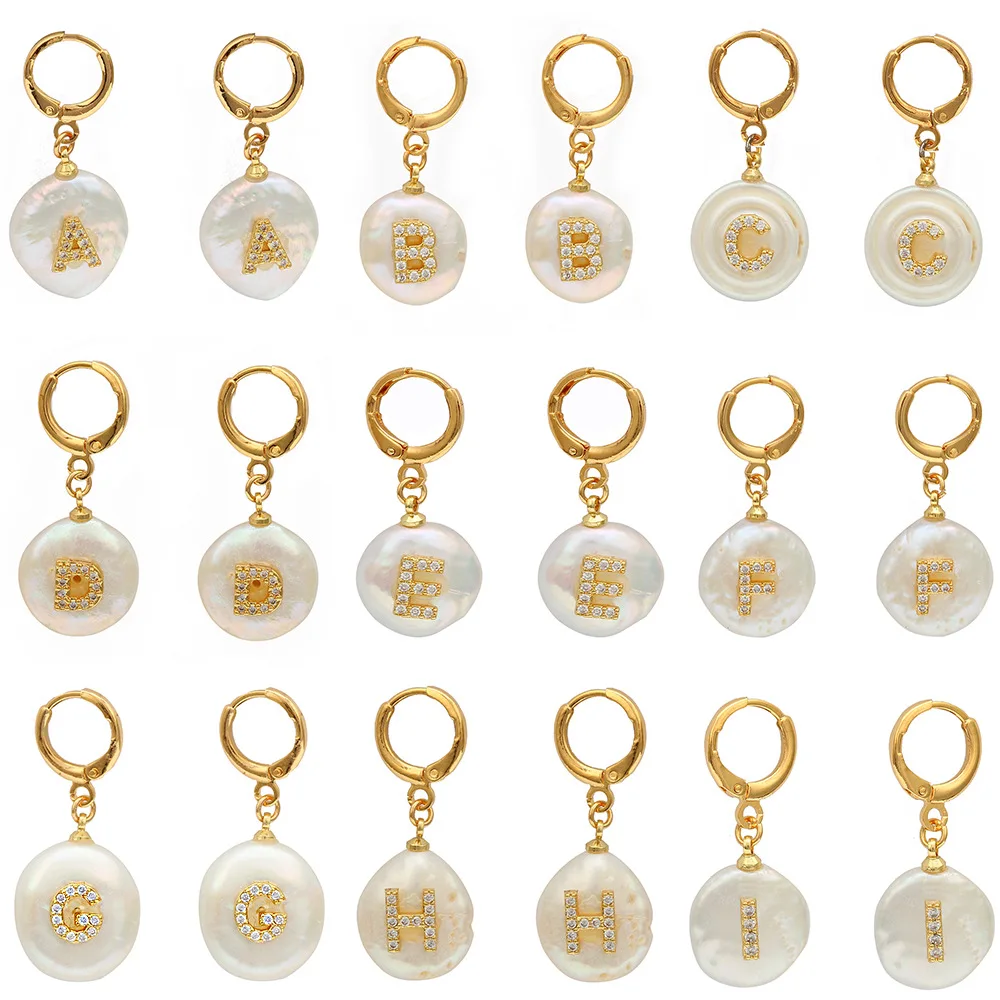 Натуральный жемчуг 26 букв серьги для женщин ювелирные изделия с гальваническим