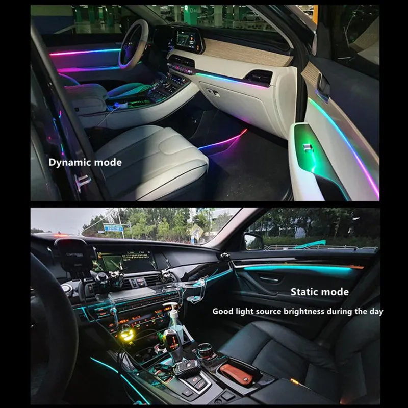 6 in 1 symphony car ambient lights rgb car interior acrylic light guide fiber optic universal car decoration atmosphere lights free global shipping