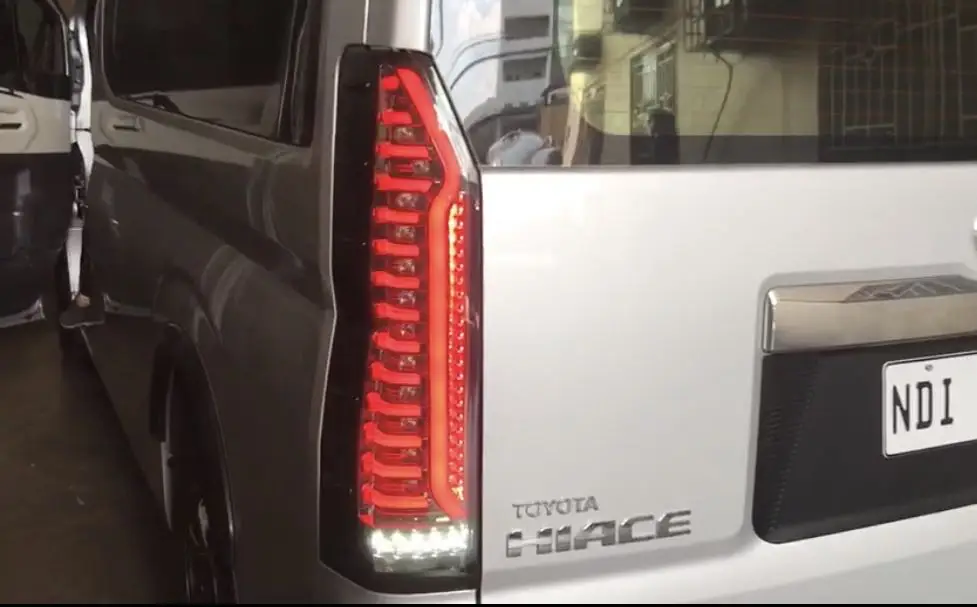 

Toyota Hiace LED Tail Lamp Rear Lights with Running Signal Function Sequential Signal Design with Red Color