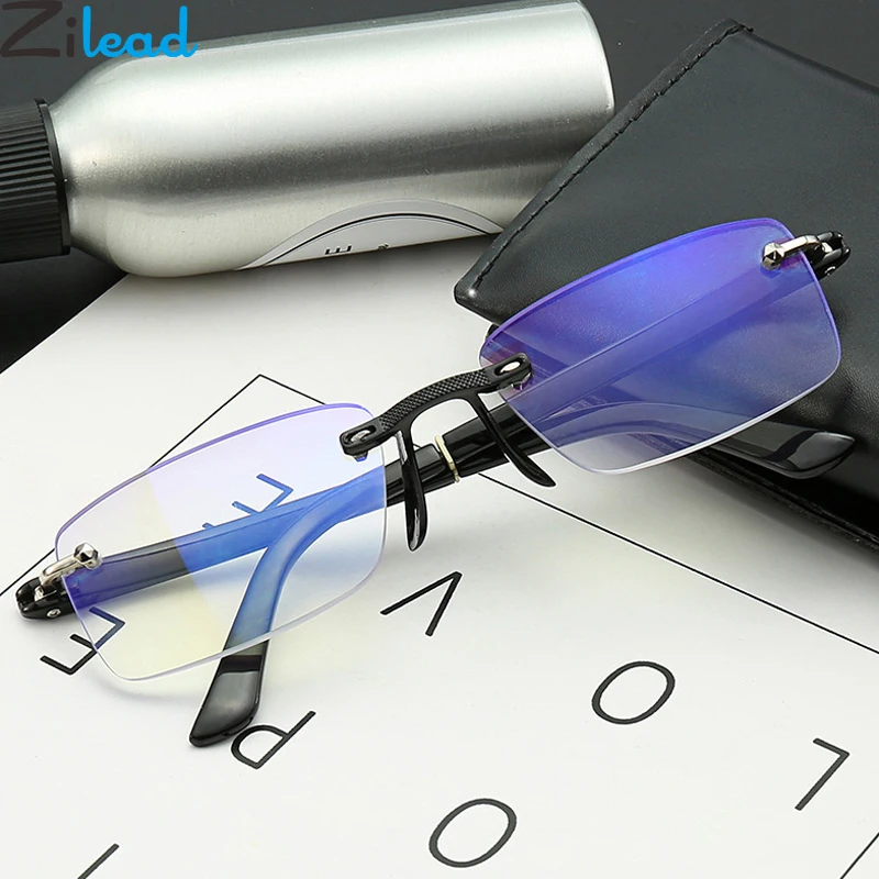 Zilead TR90 с защитой от синего света для чтения очки без оправы очки Prebyopia очки при дальнозоркости, очки для Для мужчин Для женщин