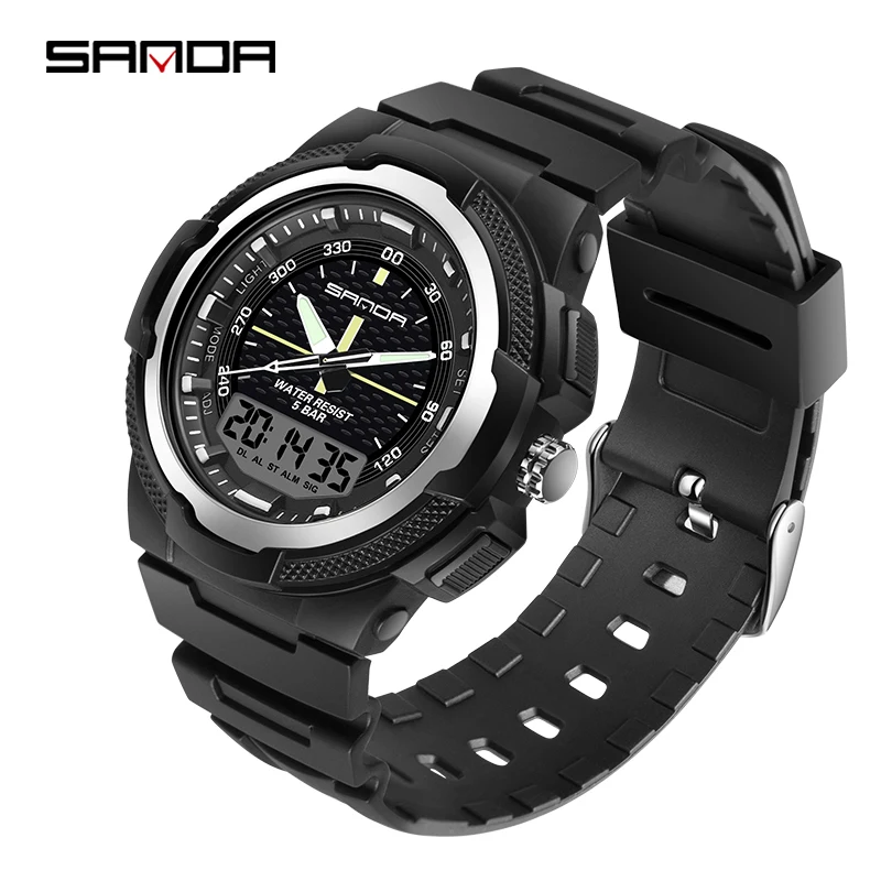 SANDA Luxury Fashion Sports Men's Watch Countdown LED Military Digital Watches Waterproof Clock for Men relogio masculino