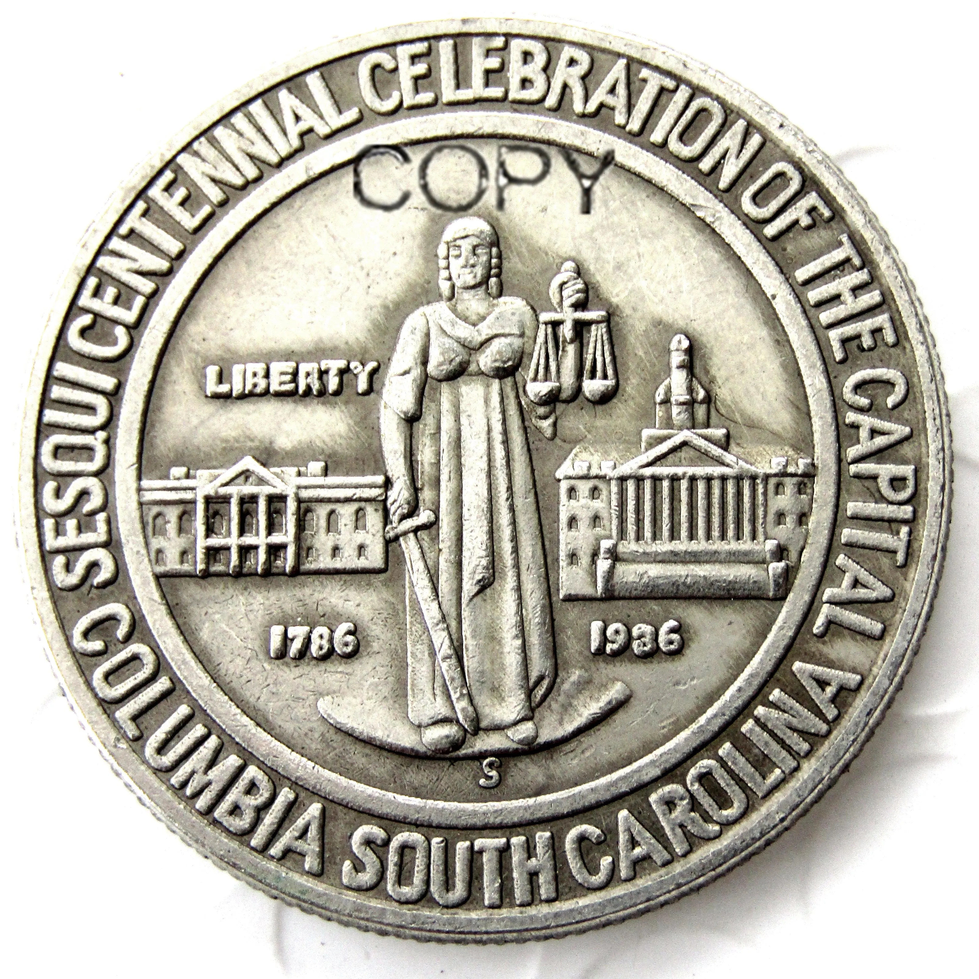 

US 1936 Columbia Commemorative Half Dollar Silver Plated Copy Coin