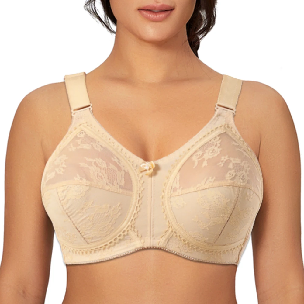 Womens Lace Bra Bralette Minimizer Bras Perspective Sexy Lingerie Brassiere Underwear Tops Plus Size 36-50 B C D DD E Cup