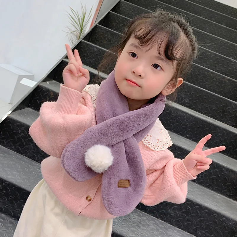 Mcmo/Высококачественный новый детский зимний шарф имитация кроличьей шерсти