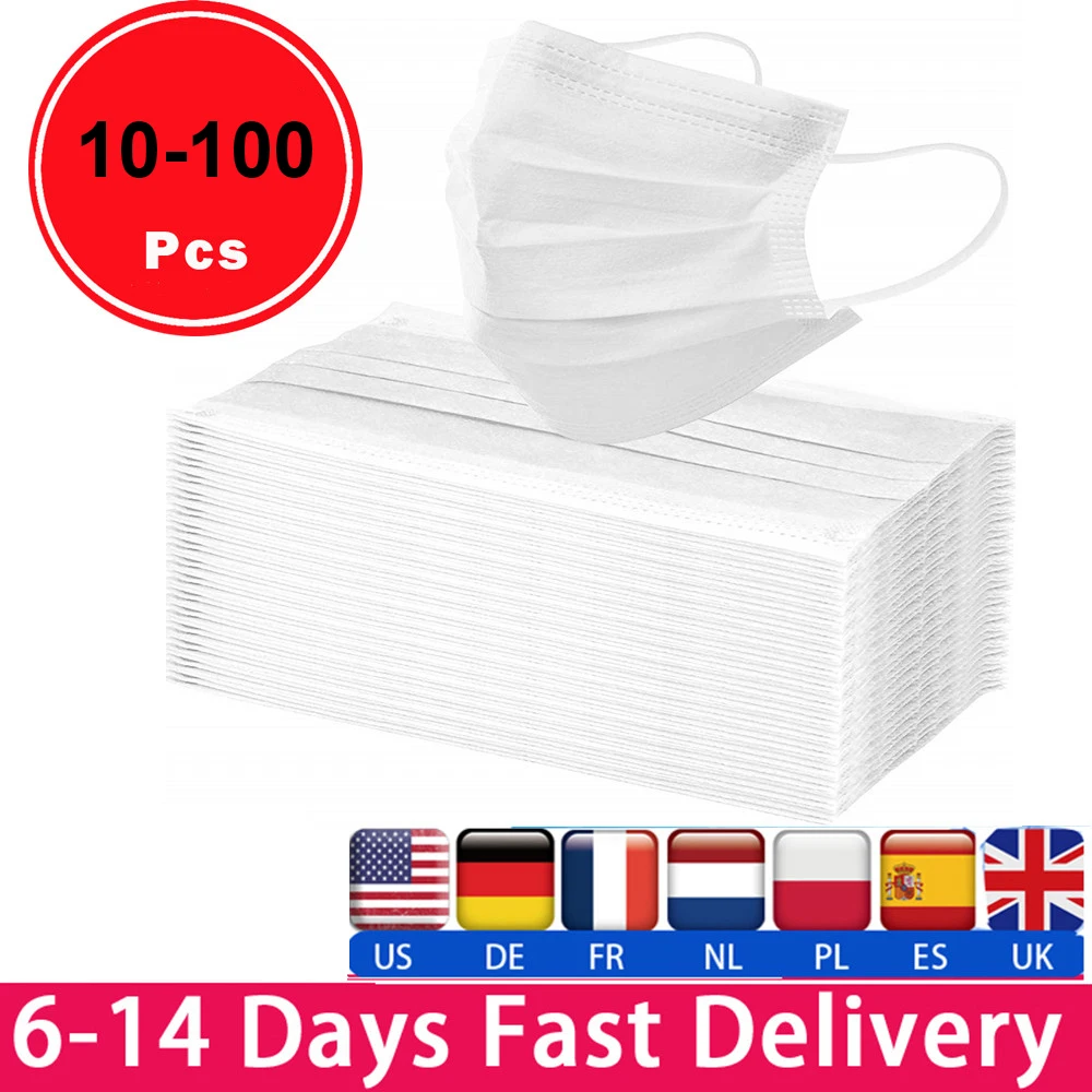 

Protective MaskMasque 3 Layer Disposable Face Masks Mouth Caps Dust Filter Safety Mouth Masks Mascarillas Mascherine10/50/100pcs