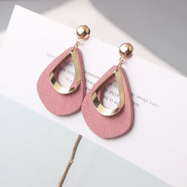 Earrings for Women Wooden Striped Dangle Earrings for Female 5