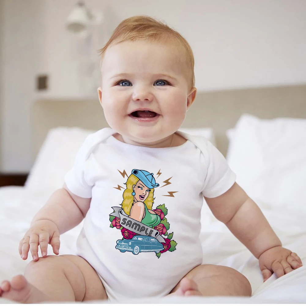 Girl Baby Bodysuit Lady 90s Harajuku Print Vetement Bebe Garcon Aesthetic Harajuku France Baby Girl Clothes Tattoo Baby Onesie