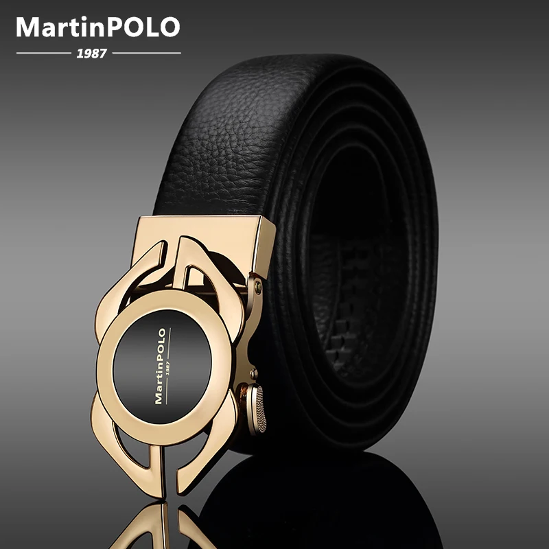 

Ремень MartinPOLO мужской из натуральной кожи, модный пояс с автоматической металлической пряжкой, Starp для джинсов, MP4001P