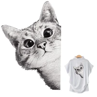 grey cat patch for clothes hot tear stickers new design t shirt dresses thermal transfer diy thermal stickers over powder