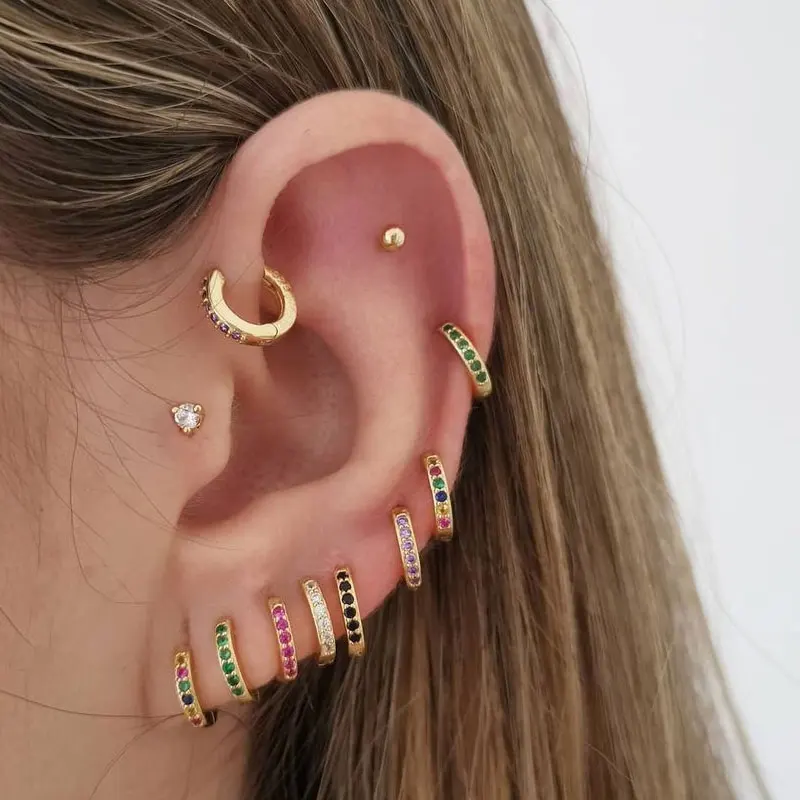 2 шт. пакет labart пирсинг спираль хряща маленькая серьга кольцо с кристаллом Cz Hoops