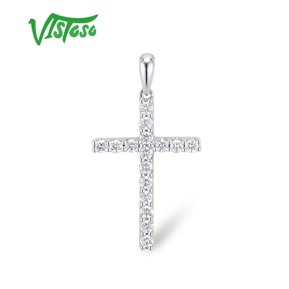 Женский классический кулон с бриллиантами VISTOSO из белого золота 14 к 585 пробы